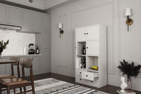 LESİ KAPAKLI RAFLI ÇEKMECELİ ÇOK AMAÇLI DOLAP, ÇA-D-1023-Ç