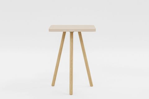 KOZİ KARE AHŞAP AYAKLI YAN SEHPA, KREM