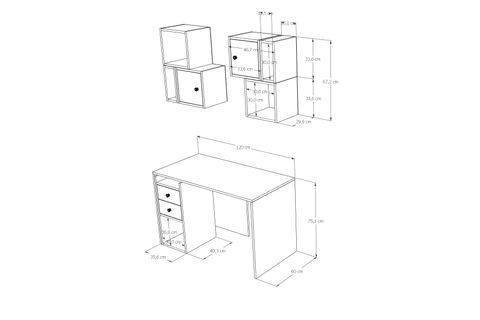 BK ÇALIŞMA MASASI, 2 ÇEKMECE 2 KAPAKLI