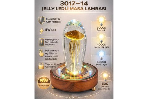 ÖZCAN AYDINLATMA JELLY LEDLİ MASA LAMBASI DEKOR STANDI MEŞE , 3017-14