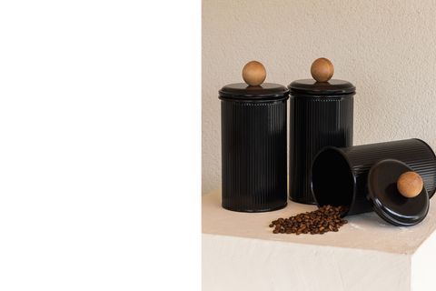 THE MİA STRİPE ÇAY KAHVE ŞEKER KAVANOZU SİYAH 1,20 LT