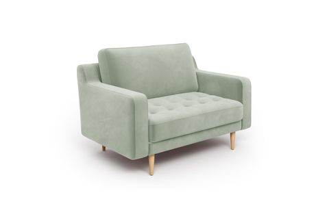 MODSY LOVESEAT TEKLİ KOLTUK, KADİFE, ÇAĞLA YEŞİLİ, AÇIK AHŞAP AYAK