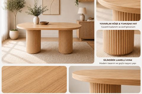 PTT OVAL MUTFAK MASASI, MEŞE, 160 CM