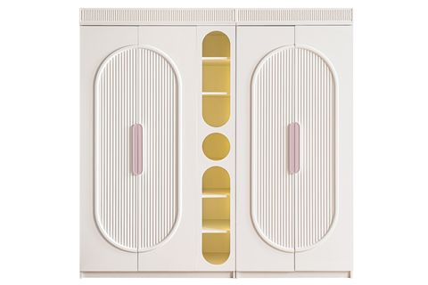 ATHENA 4 KAPAKLI LEDLİ KİTAPLIKLI DOLAP, PEMBE
