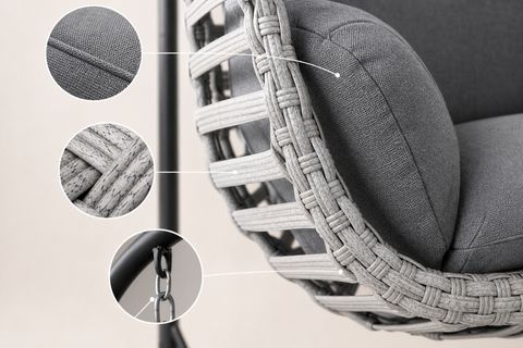 FINDIK TEKLİ RATTAN BAHÇE VE BALKON SALINCAĞI, ANTRASİT