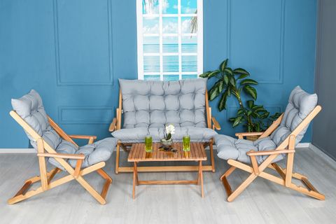 BYSAY GRAND DÖRTLÜ ŞEZLONG BAHÇE SETİ, GRİ
