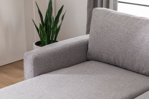 MERLİN MİNİ KÖŞE KOLTUK, NATUREL AYAK, İNCE KOL, ŞÖNİL KUMAŞ, MAVİ GRİ