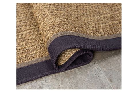 ÇİFT BORDÜRLÜ HASIR DOKULU SİSAL MAKİNE HALISI, KAHVERENGİ, 120X300
