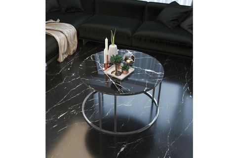 TUBİHOME MERMER DESEN SEHPA TAKIMI, SİYAH