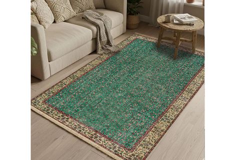 ZÜMRÜT PIRILTISI VİNTAGE DOKUMA TABAN HALI, 400 YNG, 60X120 CM