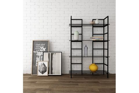 ASH KİTAPLIK METAL FÜME CAM TABLA