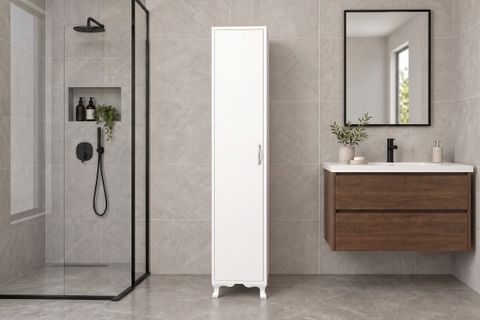 LİZA ÇOK AMAÇLI KİLER BANYO DOLABI, BEYAZ, 4 RAFLI