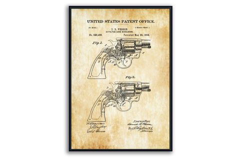 AHŞAP ÇERÇEVELİ VİNTAGE TABLO SETİ, GUNS 2, 50X70