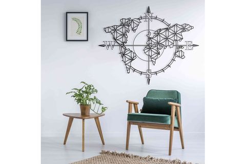 PATHFİNDER METAL DÜNYA HARİTASI YAŞAM ÇİÇEĞİ DESENLİ