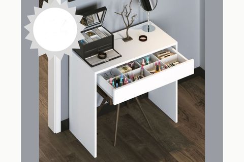 ARYA NOVELLA BÖLMELİ ORGANİZER ÇEKMECELİ MAKYAJ MASASI, BEYAZ