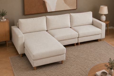 MELRE LARGE KÖŞE SOL KOLTUK, KREM