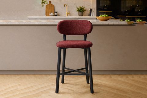 TERA BAR MUTFAK SANDALYESİ, KROM KAPLAMA AYAKLI, BORDO