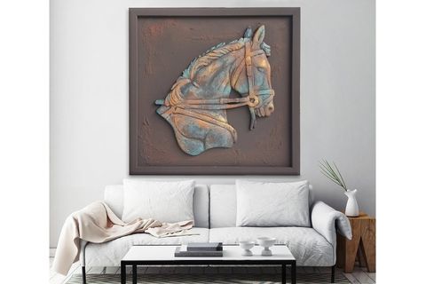ÖZEL YAPIM RÖLYEF TABLO,  ZEN BUDA, BRONZ ESKİTME AT