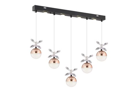 LOKKEN BEŞLİ SIRALI AVİZE, BAKIR