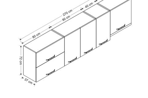 MİNAR 270 CM MUTFAK DOLABI BEYAZ 270-B7-ÜST MODÜL