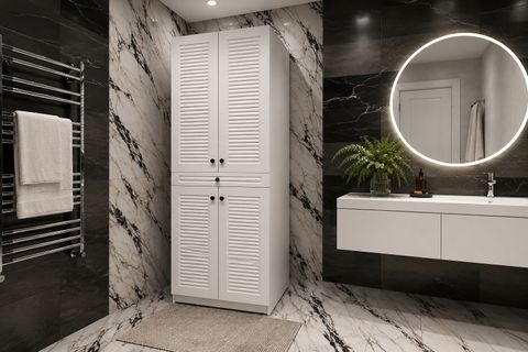 STİL ÇAMAŞIR MAKİNASI VE KURUTMA MAKİNASI DOLABI, CODE 02, BEYAZ