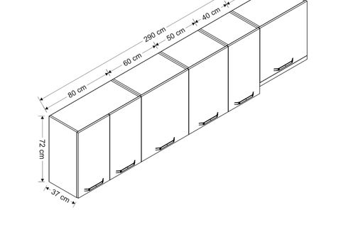 MİNAR 290 CM MUTFAK DOLABI BEYAZ 290-B4-ÜST MODÜL