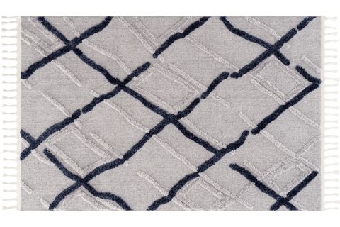 EKO HALI TERAZZO TRZ 03 GREY NAVY GRİ LACİVERT ETNİK ÖRGÜ YUMUŞAK DOKULU İSKANDİNAV HALI 160X230