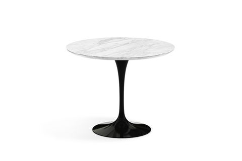 TULİP MASA, BEYAZ MERMER, SİYAH AYAK, 90X90