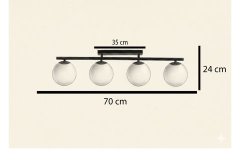 ROMA DÖRTLÜ PLAFONYER AVİZE, GOLD BEYAZ
