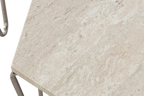 PİRAMİT TAŞ DESEN NİKEL KROM AYAK ZİGON SEHPA, DÖRTLÜ