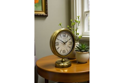 PREMİUM VİNTAGE ESKİTME METAL MASA SAATİ 25X20 CM