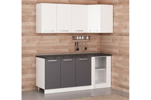 MİNAR 185CM KÖŞE MUTFAK DOLABI BEYAZ ANTRASİT K185A2