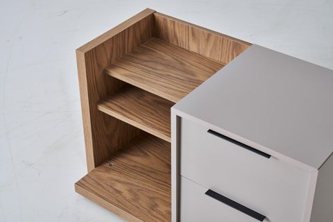 RENATA MODERN AÇIK RAFLI KOMODİN, MEŞE, VİZON GRİ