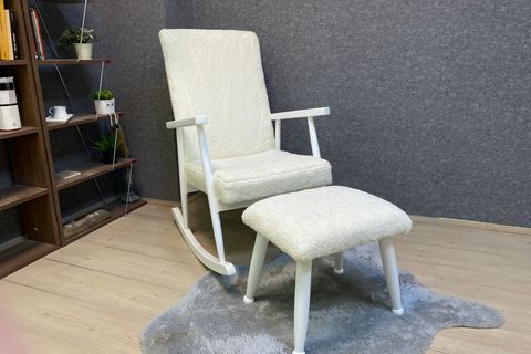 ASEDİA TREND SALLANAN SANDALYE, TEDDY KREM, AHŞAP, LAKE AYAK
