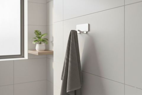 YAPIŞKANLI PASLANMAZ ÇELİK 2 ASKILI BANYO ASKILIĞI, GÜMÜŞ GRİ, 7X4X3 CM