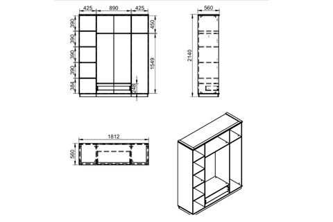 ELORA ÇEKMECELİ AYNALI GARDIROP, 4 KAPAKLI