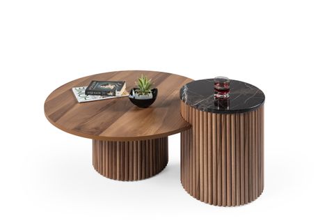 MOON ORTA SEHPA, AHŞAP, CEVİZ&MERMER