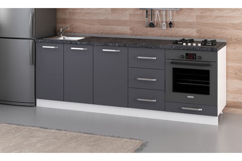 MİNAR 230 CM MUTFAK DOLABI BEYAZ ANTRASİT 230-A6-ALT MODÜL