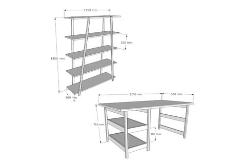 ARNETTİ SOFTCİTY ÇALIŞMA MASASI KİTAPLIK, CEVİZ