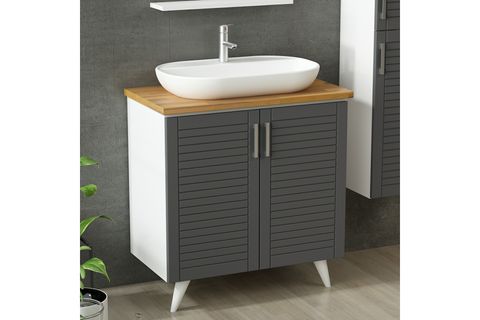 VERA BANYO DOLABI AY2K150, BEYAZ ANTRASİT, 100CM