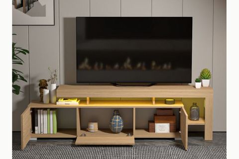 LUMA LED IŞIKLI TV ÜNİTESİ, KONSOL  MEŞE DESEN, 192 CM