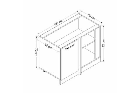MİNAR MUTFAK DOLABI ALT MODÜL, ANTRASİT BEYAZ
