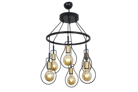 TAŞCAN AYDINLATMA AMPÜL EDİSON ALTILI SİYAH ESKİTME SARKIT MODERN TASARIM AVİZE