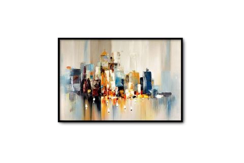 TABLOLIFE RENKLİ ŞEHİR YAĞLI BOYA DOKULU TABLO, ÇERÇEVESİZ, 75X100