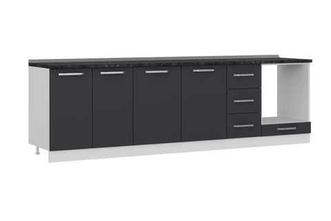 MİNAR 280 CM MUTFAK DOLABI BEYAZ ANTRASİT 280-A6-ALT MODÜL