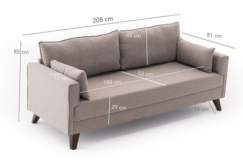 BELLA SOFT YATAKLI ÜÇLÜ KOLTUK, KREM