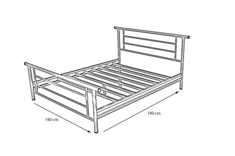 ZAMBAK METAL KARYOLA GM-412, ÇİFT KİŞİLİK, SİYAH, 140X190