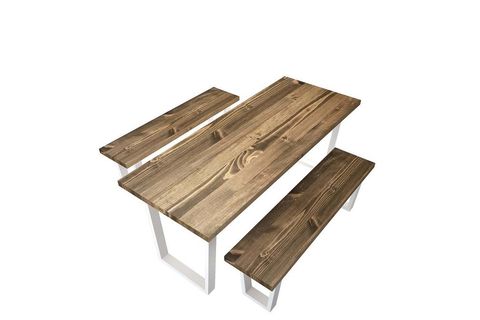 WOODESK SAKIZ MASİF CEVİZ RENK 200X80 ÇİFT BANKLI MASA TAKIMI CPT7065-200