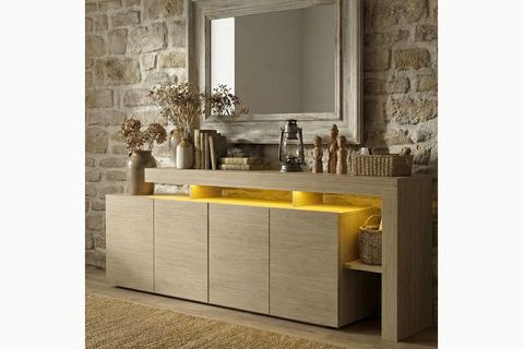 LUMA LEDLİ KONSOL TV ÜNİTESİ,  AÇIK MEŞE DESEN, 192 CM