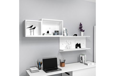 AKSER DUVAR RAFI, BEYAZ, 3 BÖLMELİ